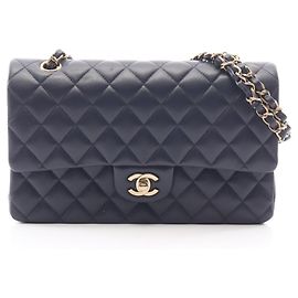 Chanel Matelassé Double Flap Handbag Navy blue