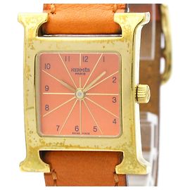 Hermès Relógio de pulso Heure H em couro banhado a ouro com quartzo Outro