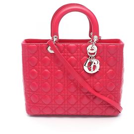 Bolsa Christian Dior Lady Dior Large em couro rosa Rosa