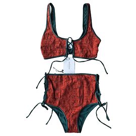 Roseanna Conjunto Bikini Rosanna de Encaje Geométrico - Naranja y Verde Verde Naranja