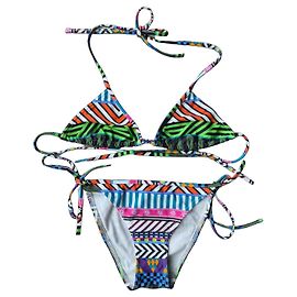 Autre Marque Pamela de Beaumane Conjunto de Bikini de Triángulo Estampado Multicolor