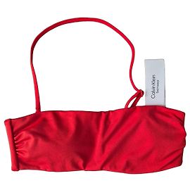 Calvin Klein Rotes Bandeau Bikini-Oberteil Rot