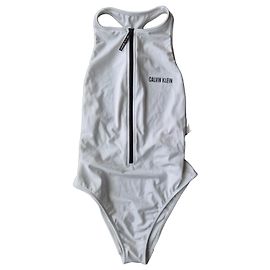 Calvin Klein Costume intero bianco con zip Bianco