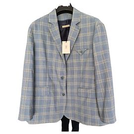 Hod Blue and White Checked Blazer White Blue