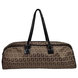 Fendi Vintage Boston Bag Zucca Canvas Medium Brown