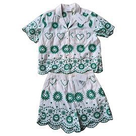 Autre Marque Completo Fabienne Chapot Camicia Brielle e Pantaloncini Breece - Bianco e Verde Bianco Verde