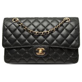 Bolsa de Ombro Chanel Coco Mark Matelassé 25 Double Flap Chain Preto