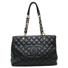 Sac cabas Chanel Matelassé Coco Mark GST Chain Noir