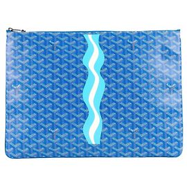 Goyard Pochette Saint Louis PM Bleue Blanc Bleu Bleu clair
