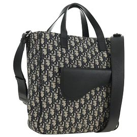 Borsa Christian Dior Trotter Canvas 2way Navy Silver Auth ki6683SAM Argento Blu navy