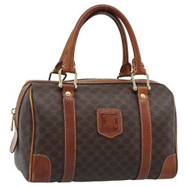 Céline Borsa CELINE Macadam Canvas PVC Pelle Marrone Oro Auth BA13467 Marrone D'oro