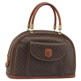 Céline Bolsa CELINE Macadam Canvas PVC Couro Marrom Ouro Auth 185533 Marrom Dourado