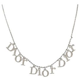 Collana Christian Dior metallo Silver Auth SW2383V Argento