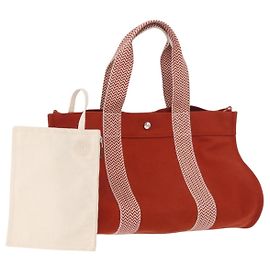 Hermès Sac à main HERMES Cannes MM en coton Orange Argent Auth 179542A Argenté Orange