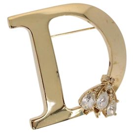 Spilla Christian Dior in strass metallo Oro Auth SW2384V D'oro