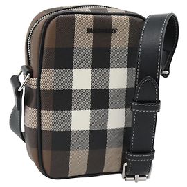 Borsa a Spalla BURBERRY Nova Check PVC Marrone Argento Auth 186210A Marrone Argento
