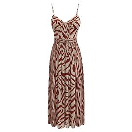 Nicholas Kirkwood Vestido Midi Mireille com Cinto e Pregas Nicholas Ivory / Brick Toledo Print Multicor