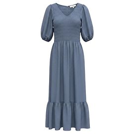 Robe maxi smockée à manches courtes bleu ardoise Sea New York Bleu