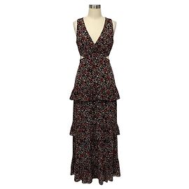 Robe maxi A.L.C. à imprimé floral multicolore noir / rouge avec détails découpés Noir