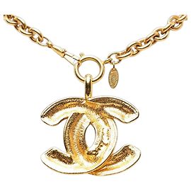 Collier pendentif Chanel Coco Mark plaqué or Doré