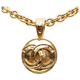 Colar de pingente de corrente vintage Chanel Coco Mark Dourado
