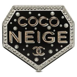 Chanel Coco Mark COCO NEIGE Emblem Brosche Schwarz