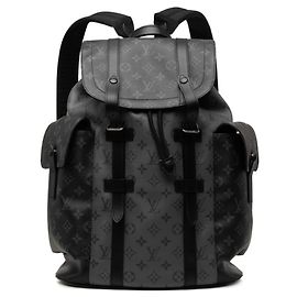 Mochila Louis Vuitton Monogram Eclipse Christopher MM Marrom Preto