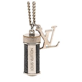 Louis Vuitton Monogram Eclipse Collier Charms Chain Pendant Necklace Nero Argento