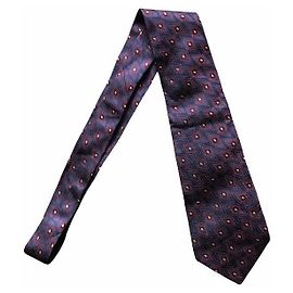 Corbata Chanel de jacquard de seda Roja Azul oscuro