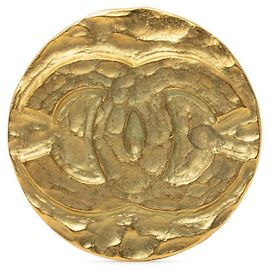 Spilla rotonda vintage Chanel Coco Mark D'oro