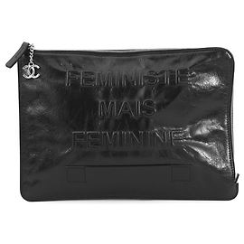 Chanel Black Leather Clutch Bag Black