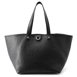 Gucci Jumbo GG Medium Leather Tote Bag Black