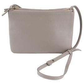 Céline Bolsa de tiracolo Trio em couro Celine Branco Bege