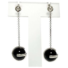Pendientes de cadena de bolas para mujer Gucci Negro Plata