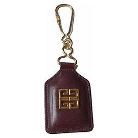 Givenchy Leather Logo Keychain Brown
