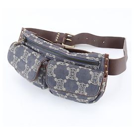 Céline Borsa a tracolla Celine Macadam Denim e pelle Triomphe Marrone Blu