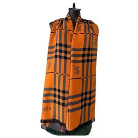 Sciarpa Burberry Check in Cashmere e Lana - Arancione e Grigio Arancione Grigio