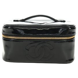 Chanel Vintage Timeless Vanity Patent Small Noir
