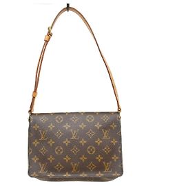 Louis Vuitton Musette Tango Handbag Monogram Canvas Brown