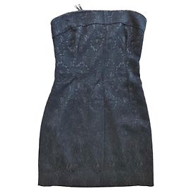 Dolce & Gabbana Black Damask Jacquard Bustier Mini Dress Black
