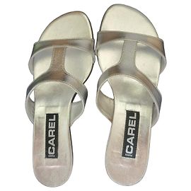 Carel Leia Silver Leather Mules Silvery