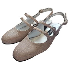 Carel Babies Slingback Schuhe aus Glitzerkalbleder - Platin Silber