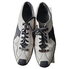 Dior Low-Top Leather Sneakers - White & Black Black White