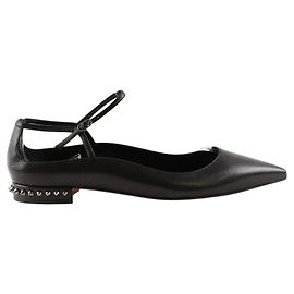 Christian Louboutin Black Leather Ballet Flats Black