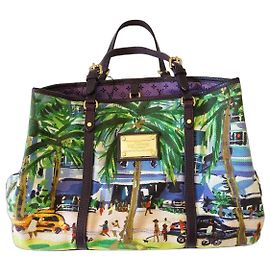 Louis Vuitton Ailleurs Cabas Promenade PM Édition Limitée Été 2011 Marron Bleu Multicolore Vert Jaune Violet foncé