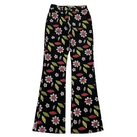 Moschino Jeans schwarze Schlaghose mit Blumenprint Schwarz Pink Weiß Grün