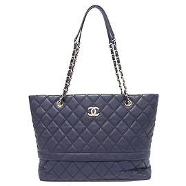 Borsa a Spalla Chanel Caviar Skin Blu Altro