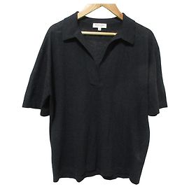 Autre Marque DemyLee Strickpullover mit kurzen Ärmeln aus Leinenmischung Schwarz