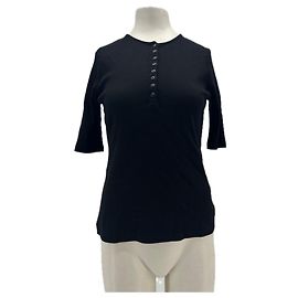 Top SéZane de algodón negro con botones Negro