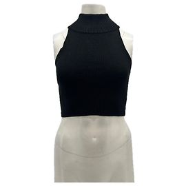 Autre Marque BAZILIKA Black High Neck Wool Top XS Black